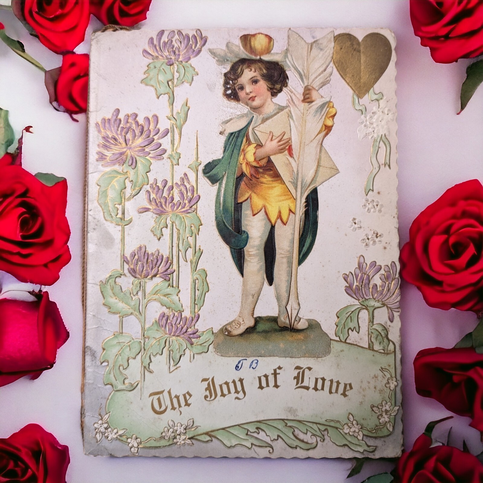 Antique Valentine\'s Love Declaration Card Booklet Embossed Illustrated 1900s