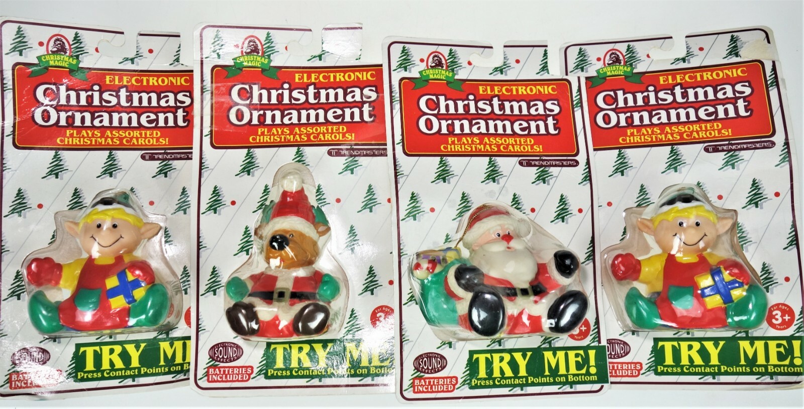 UNTESTED 4 Electronic Christmas Ornaments Vtg 90s New Deadstock Untested 