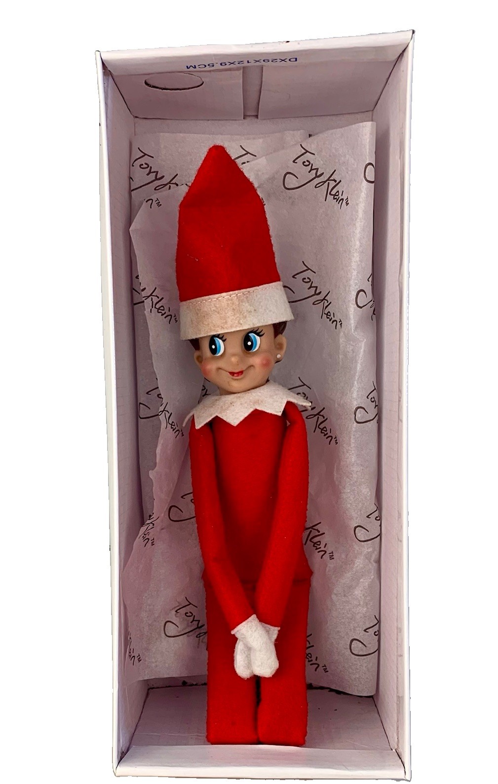 Vintage Elf On A Shelf Girl Without Storybook EUC Blue Eyes Red Suit