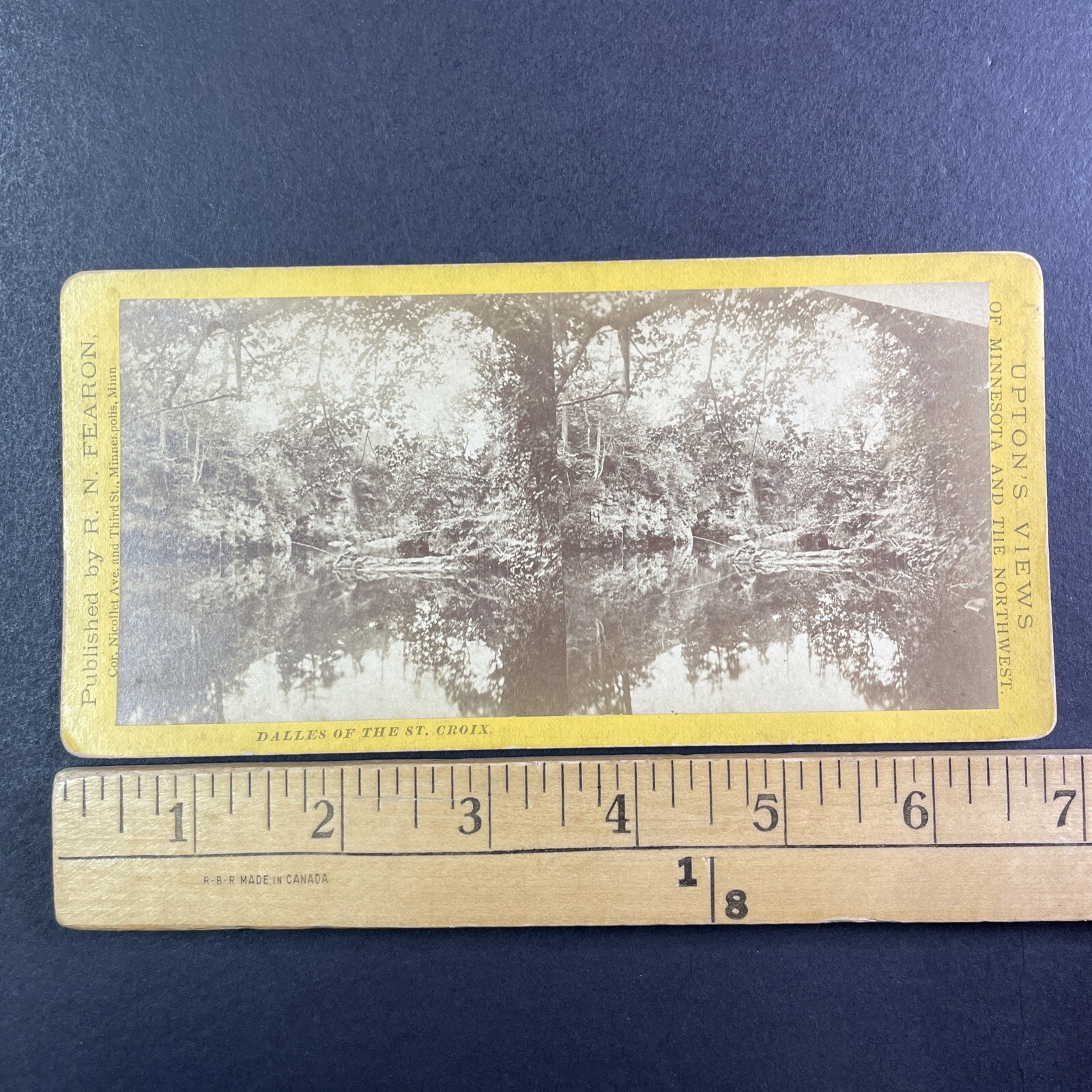 Dalles of St. Croix Stereoview R. N. Fearon Upton\'s Views Minnesota Fishing