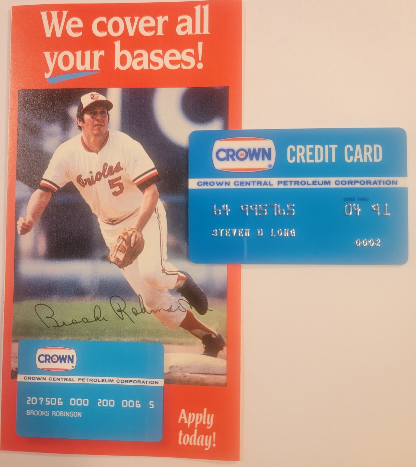 Vintage Crown Petroleum Credit Charge Card Expired 1991 - Brooks Robinson 