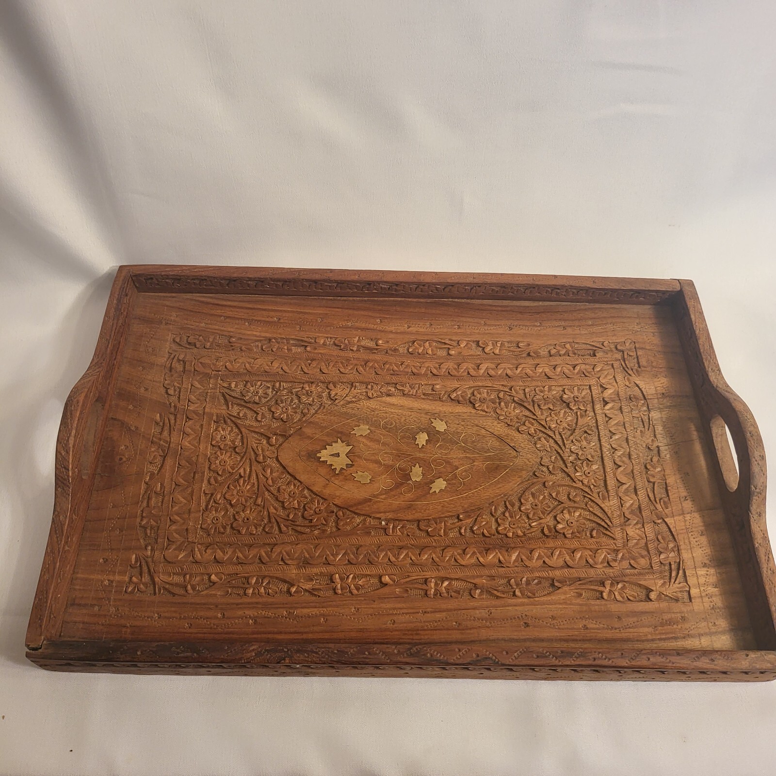 vintage archana wooden rectangle serving tray 18 ×12 ×2  1/2