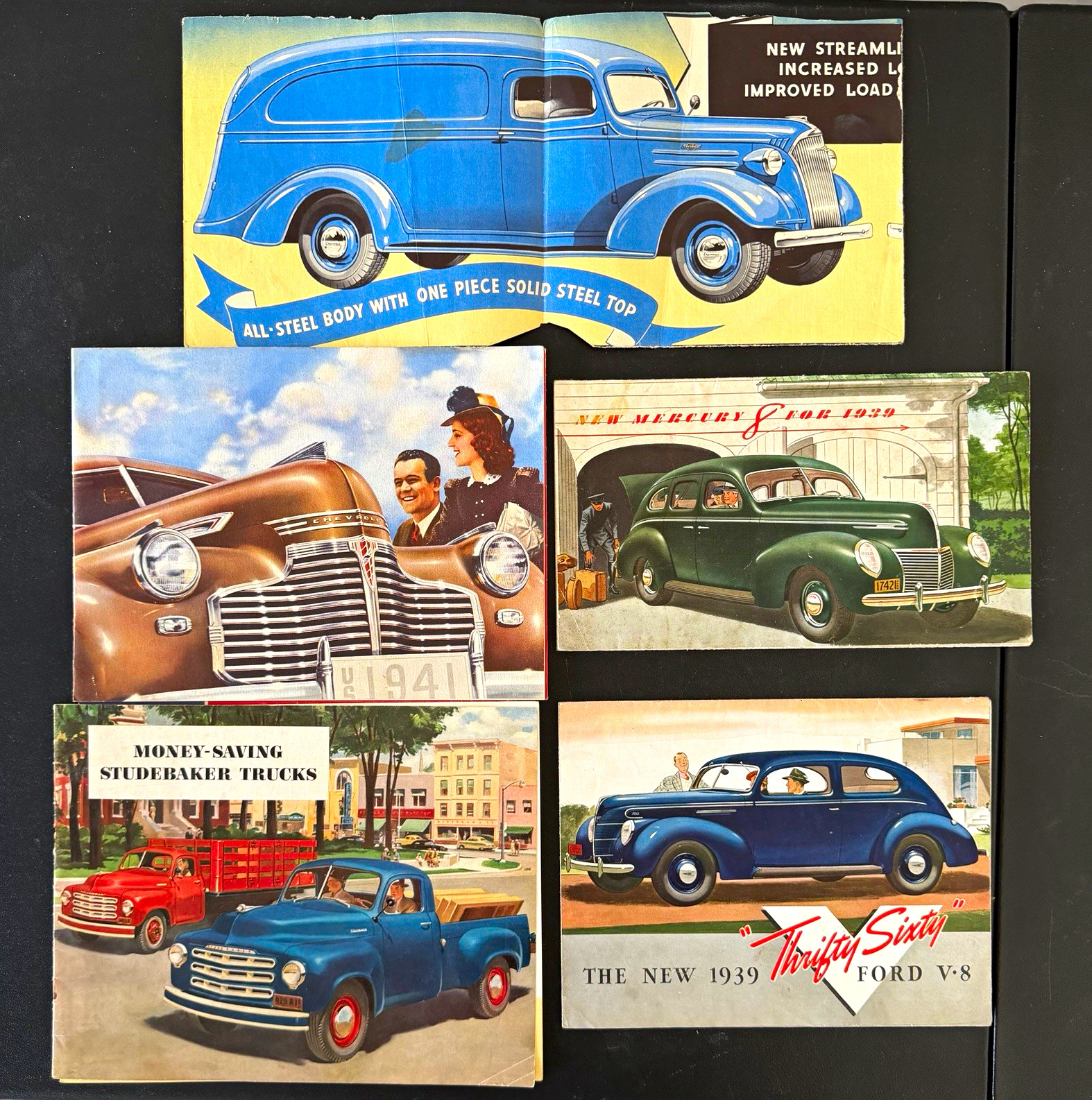 Vtg 1939 1941 Ford V8 Mercury Chevrolet Studebaker Truck Car Sales Brochure Lot