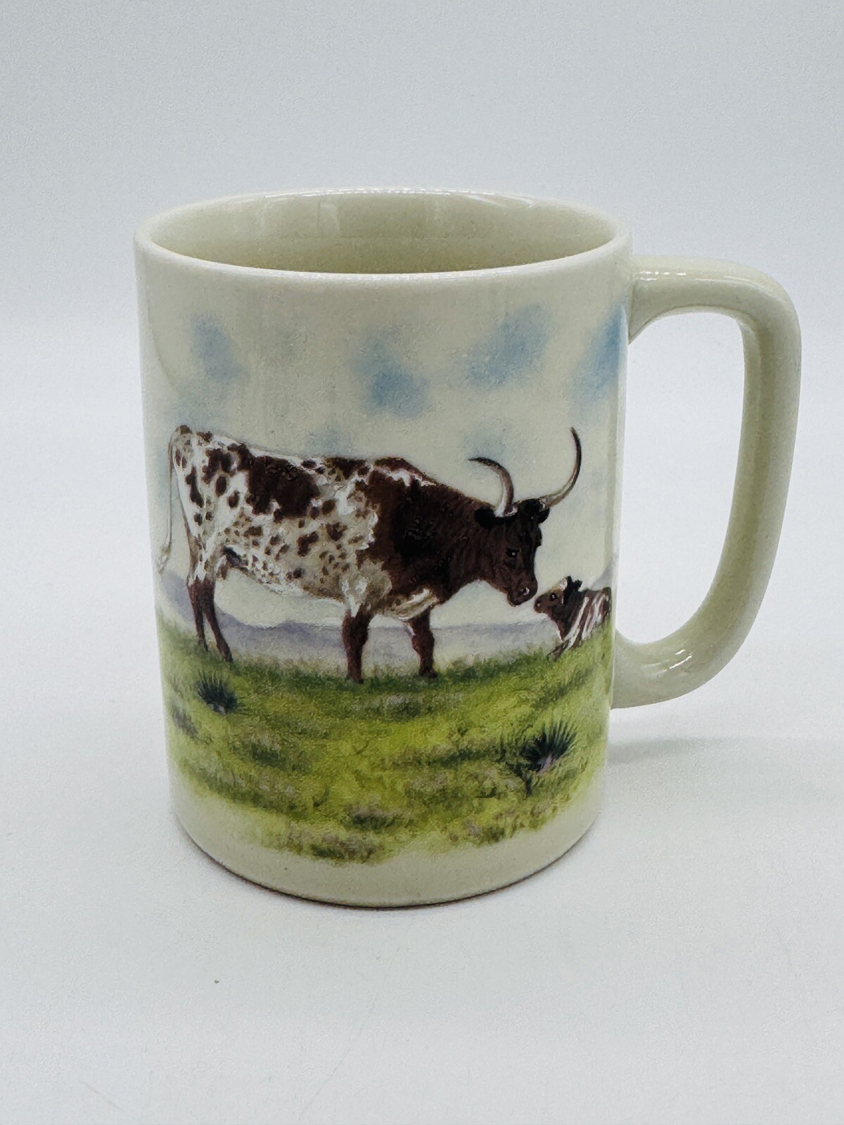 Vintage Otagiri Longhorn Cow with Calf Coffee Cup Walt Cude Mug Japan
