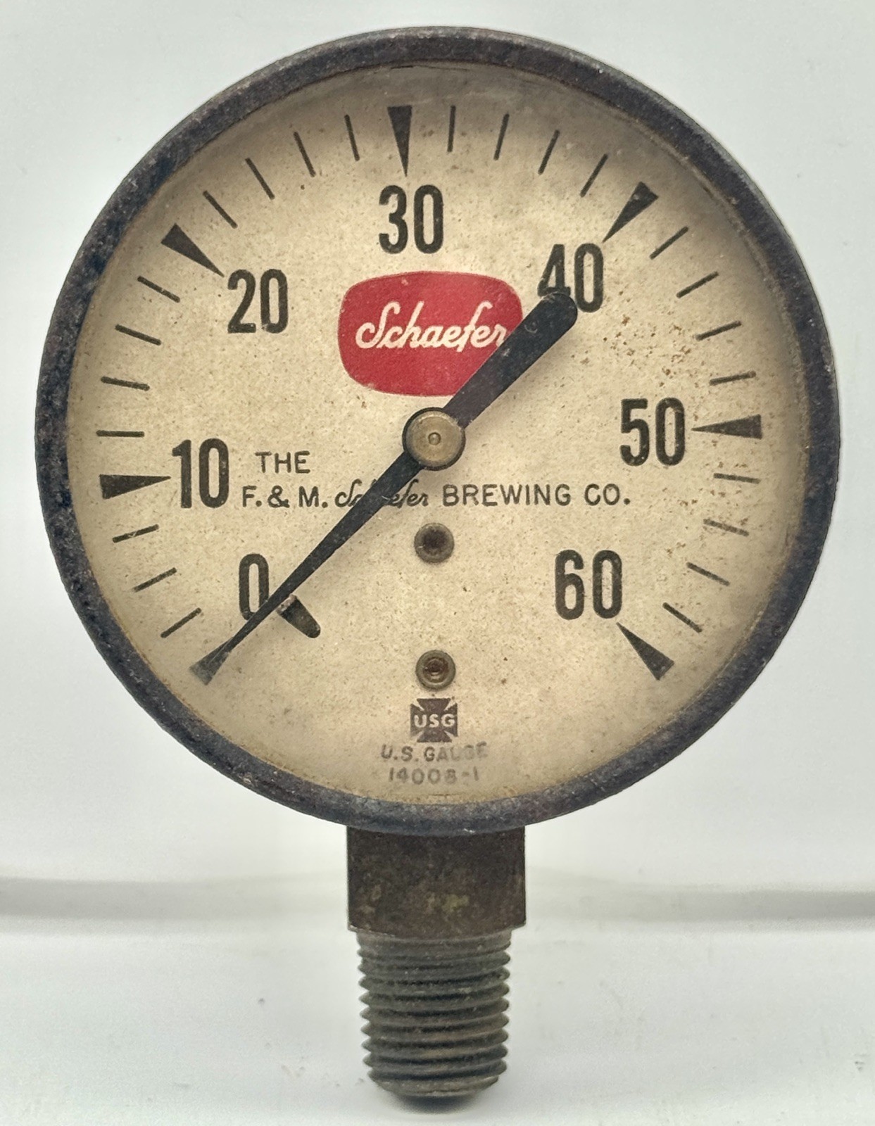Rare 1940’s F&M Schaefer Brewing Co NYC Beer U.S Gauge Schaefer Factory Gauge