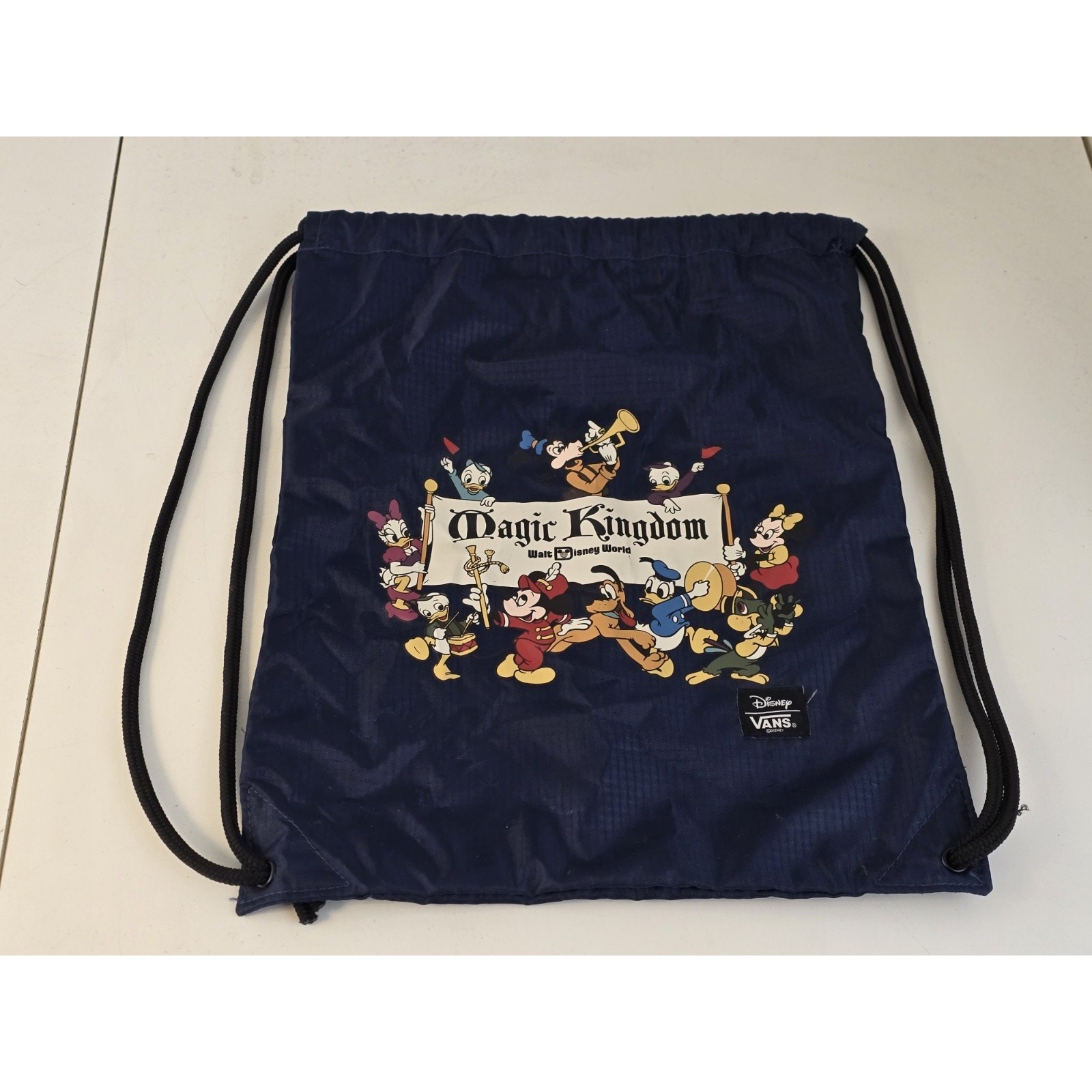 DISNEY PARKS Vans Drawstring Disney World Bag Backpack NWOT Anniversary