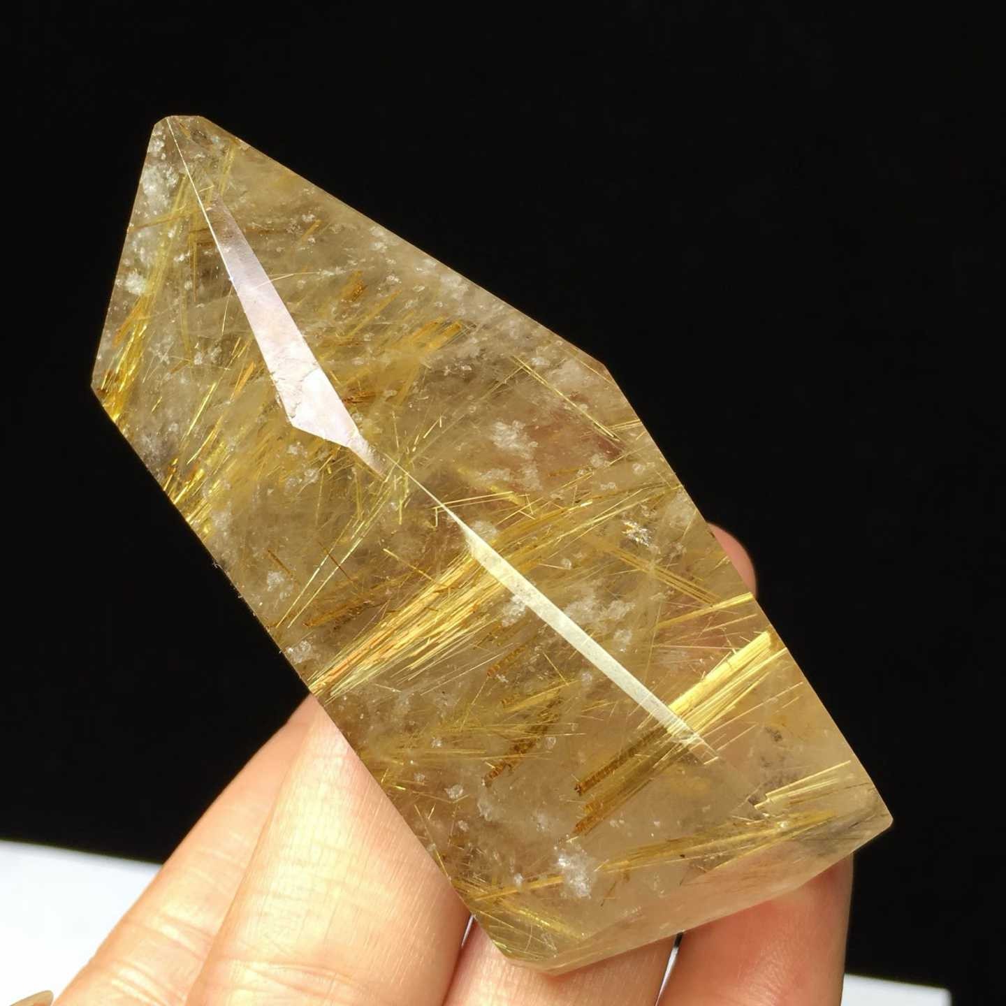 84g Natural Golden Rutilated Quartz Crystal Mineral Specimen Reiki Decor