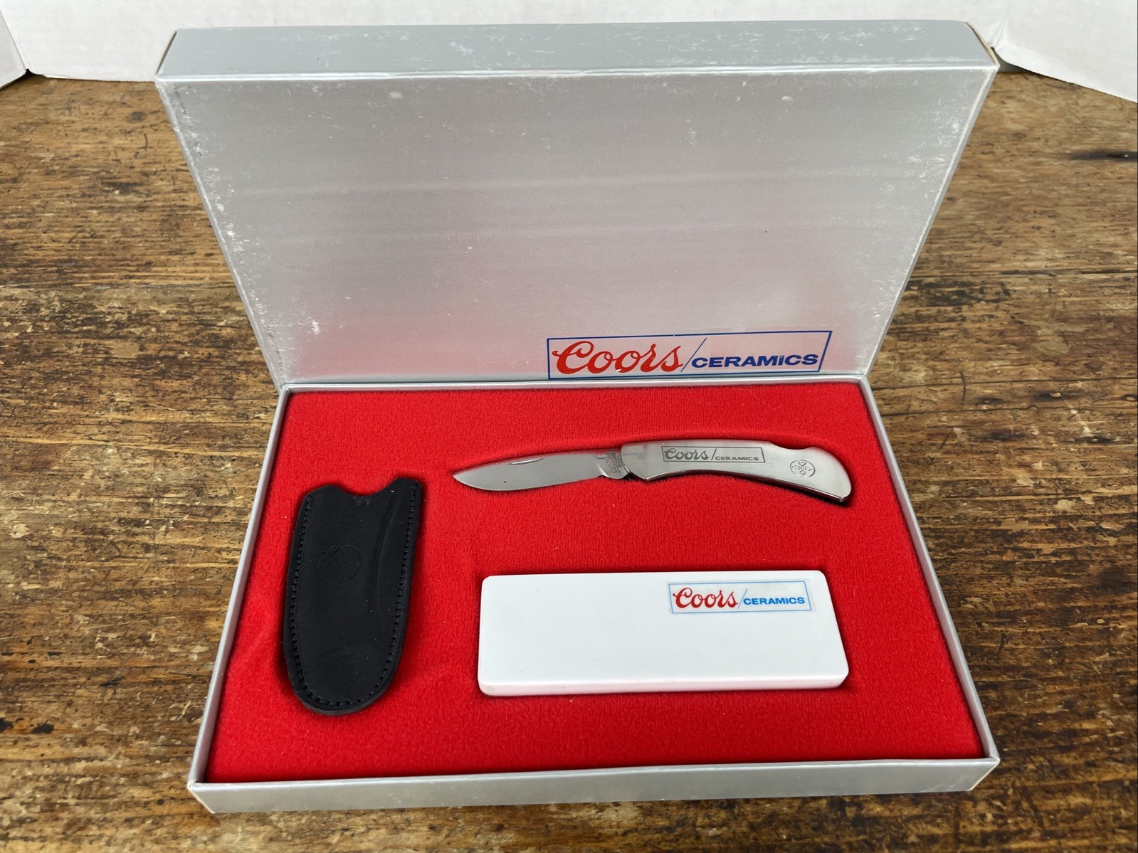 Vintage Mundial Brazil Inox Knife and Coors Ceramics Sharpening Stone Poker suit
