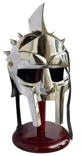 Medieval Maximus Gladiator Helmet With Wooden Stand Wearable Metal Designed Gift