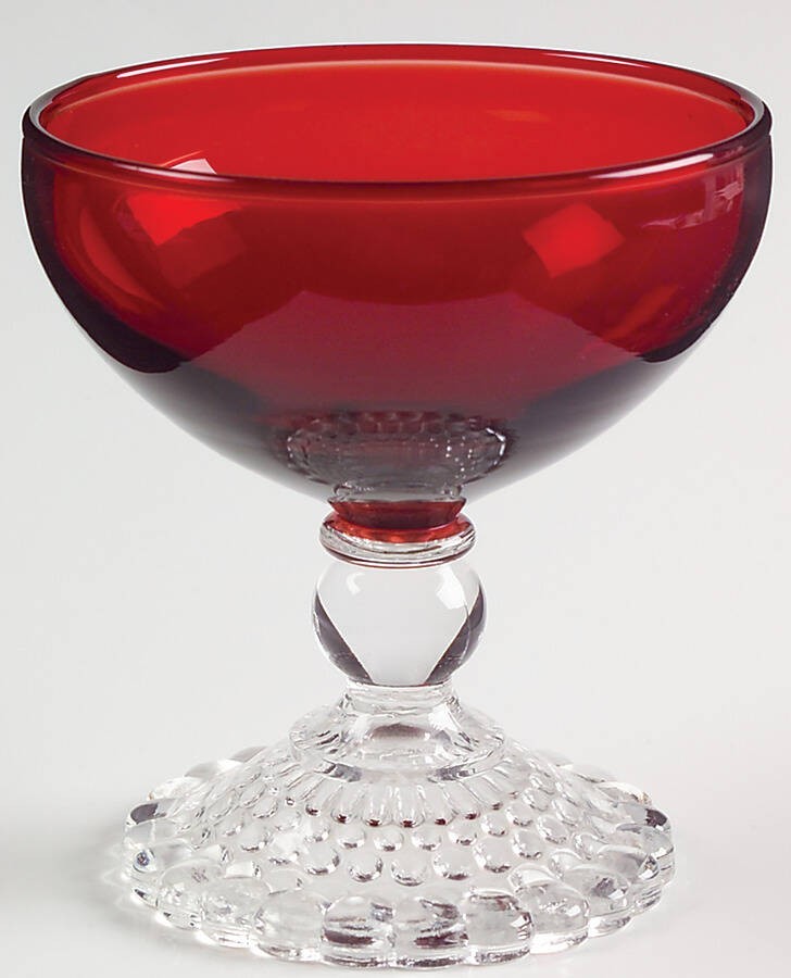 Anchor Hocking Bubble Foot Ruby Champagne Sherbet Glass 5682