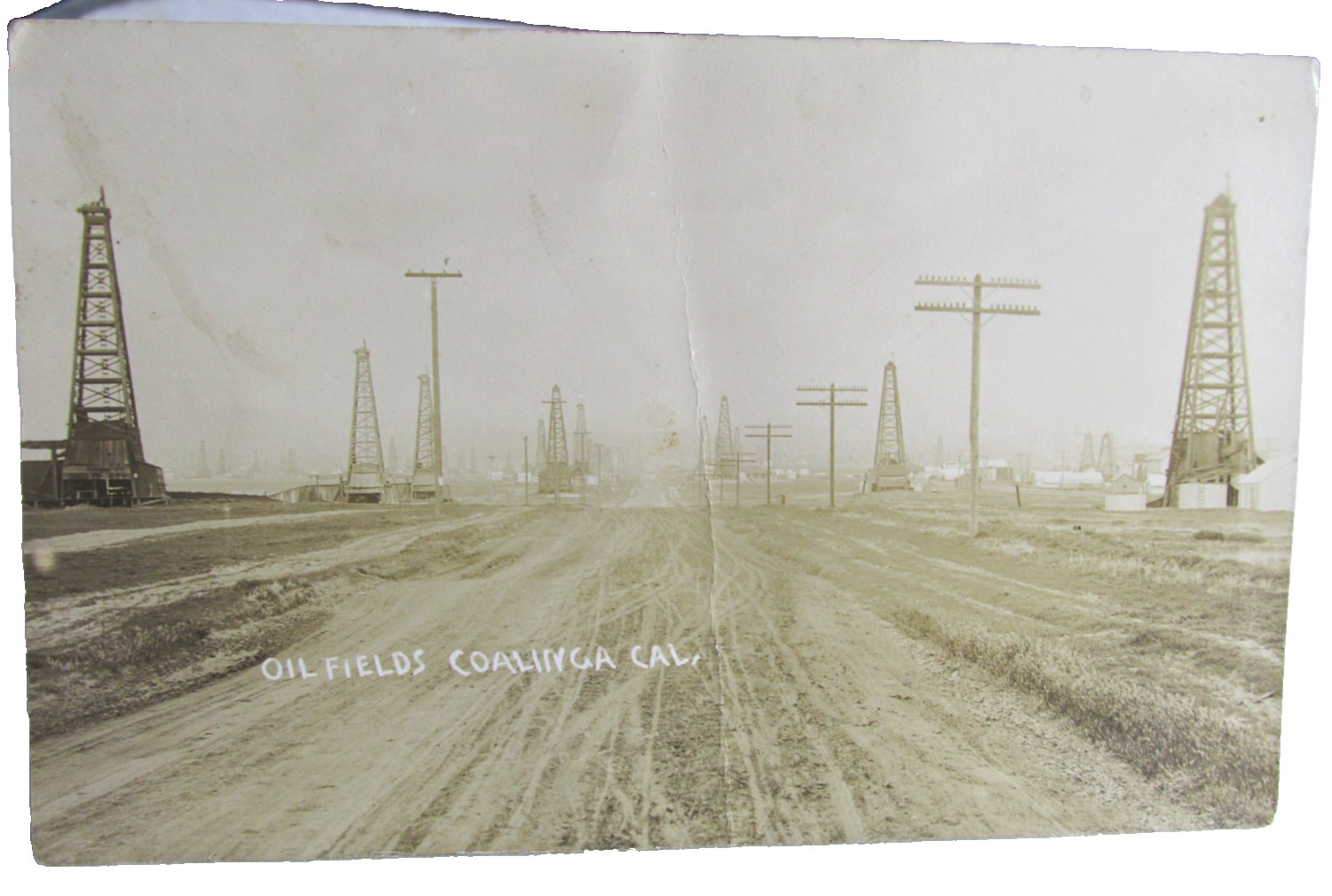 1908-15 COALINGA CALIFORNIA CA. RPPC Real Photo Postcard Of Oil Fields Oil wells