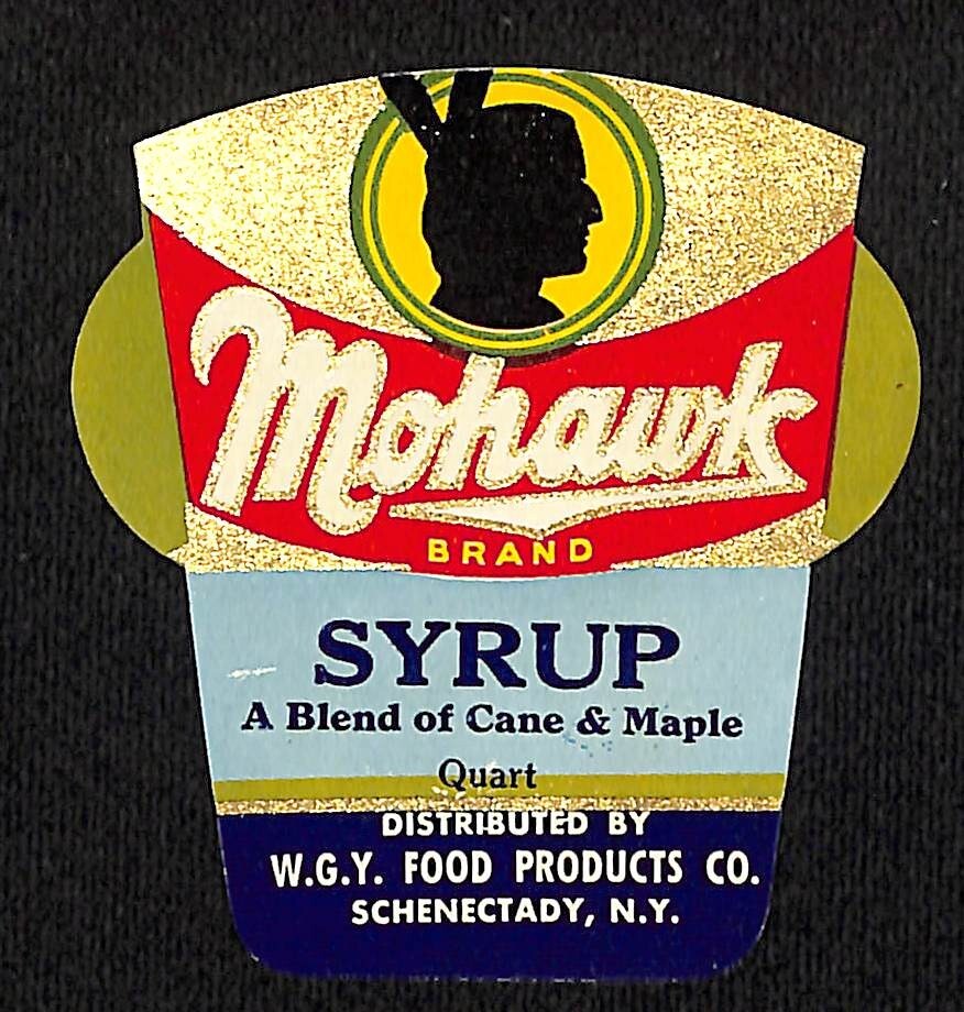 Mohawk Brand Maple Syrup Label W.G.Y. Food Schenectady, NY c1930\'s-40\'s Scarce
