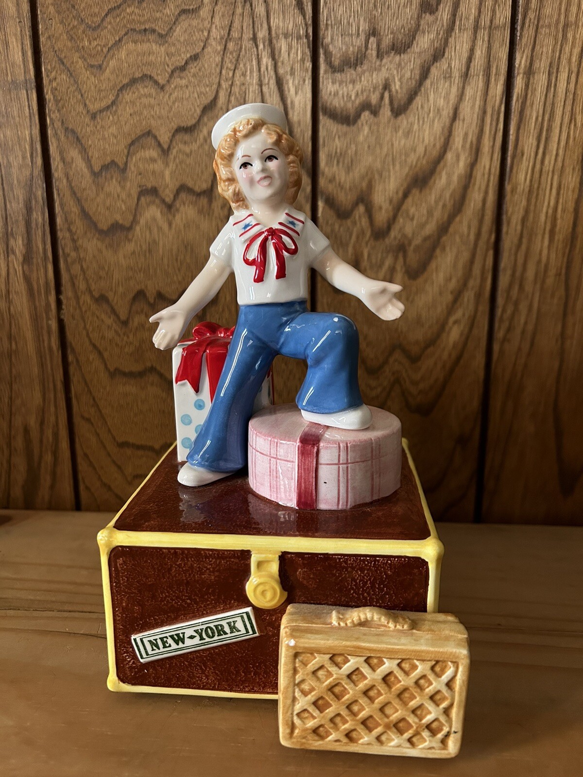 Vintage 1984 Shirley Temple Captain January Ceramic Musical Display by Nostalgia