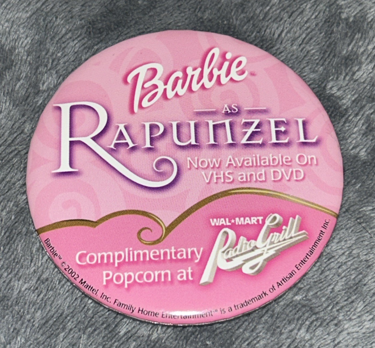 🎀 Barbie as Rapunzel Promo Pin Radiogrill RARE Vintage