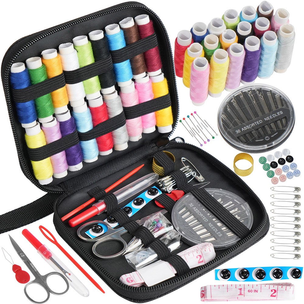 Travel Mini Sewing Kit Thread Scissor Tape Pin Thimble Needle Home Sew Set