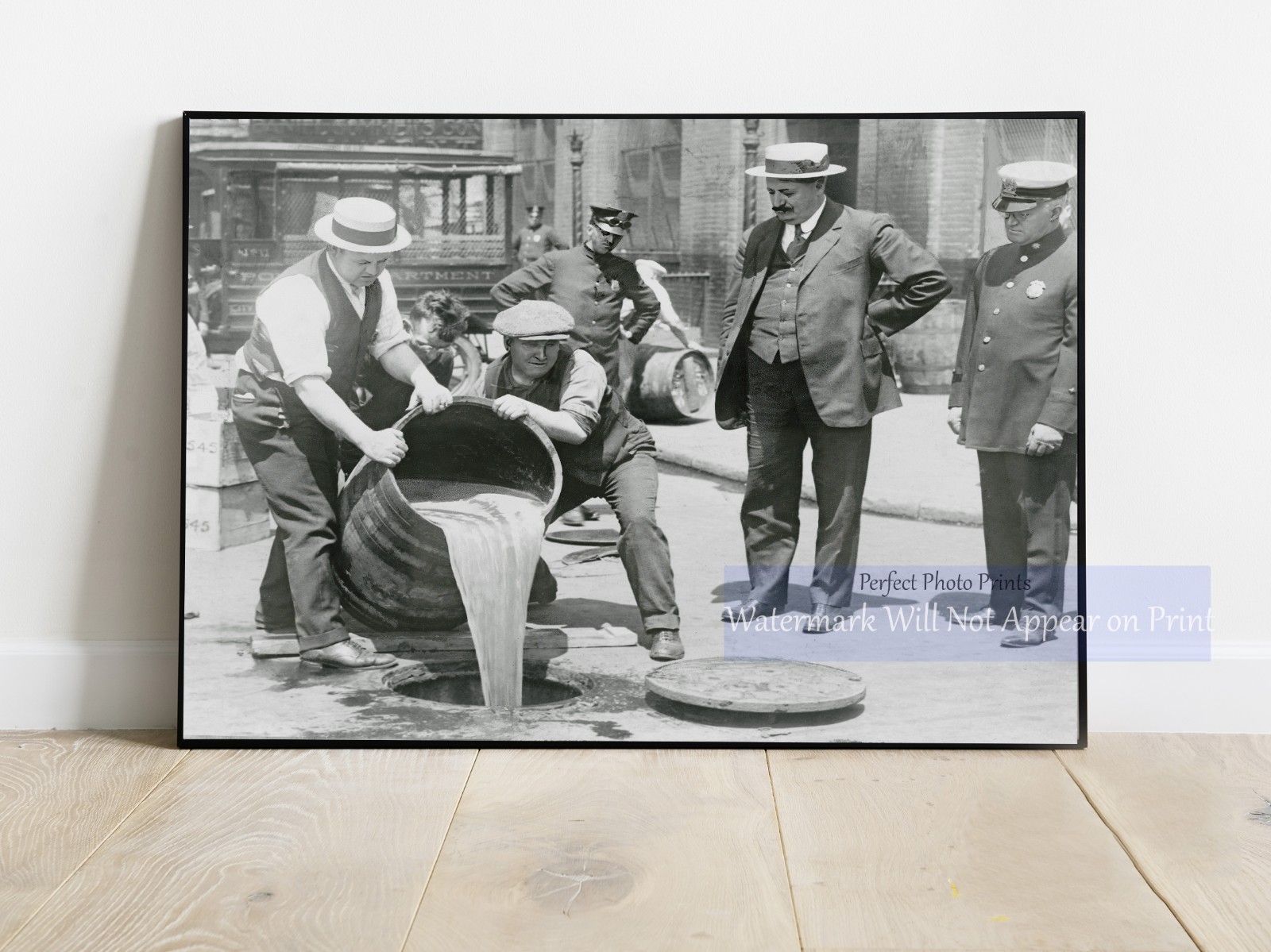 Vintage Prohibition Era Police Booze Dump 1920's Giclee Fine Art Print