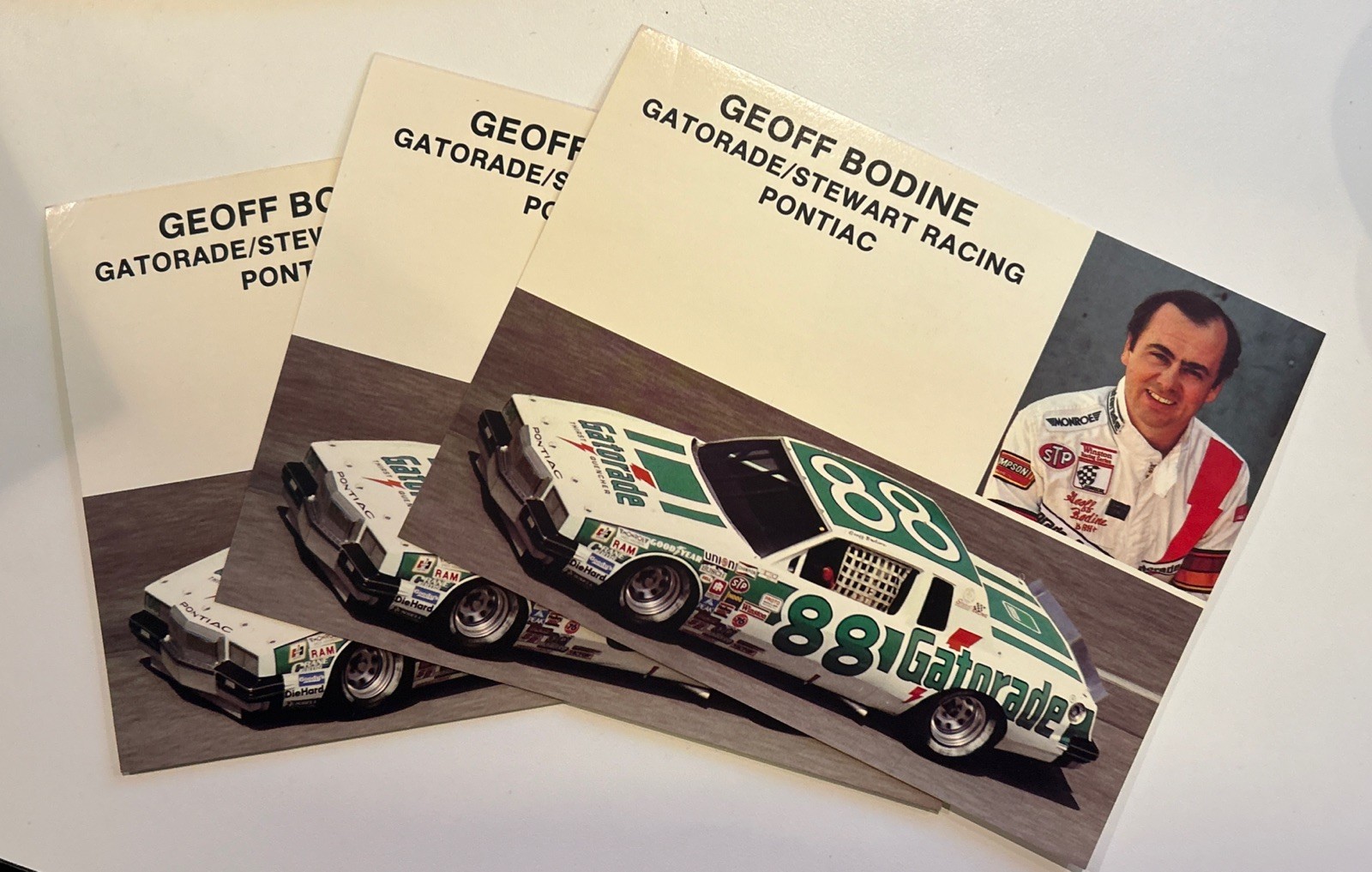 3 1983 NASCAR Geoff Bodine Gatorade 88 Racing Hero Post Card Pontiac Grand Prix 3 1983 NASCAR Geoff Bodine Gatorade 88 Racing Hero Post Card Pontiac Grand Prix