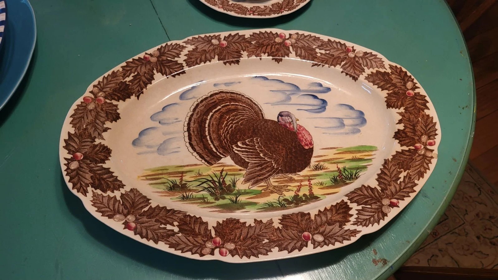 Vintage Mid-Century MarutaWare Japan transferware turkey platter