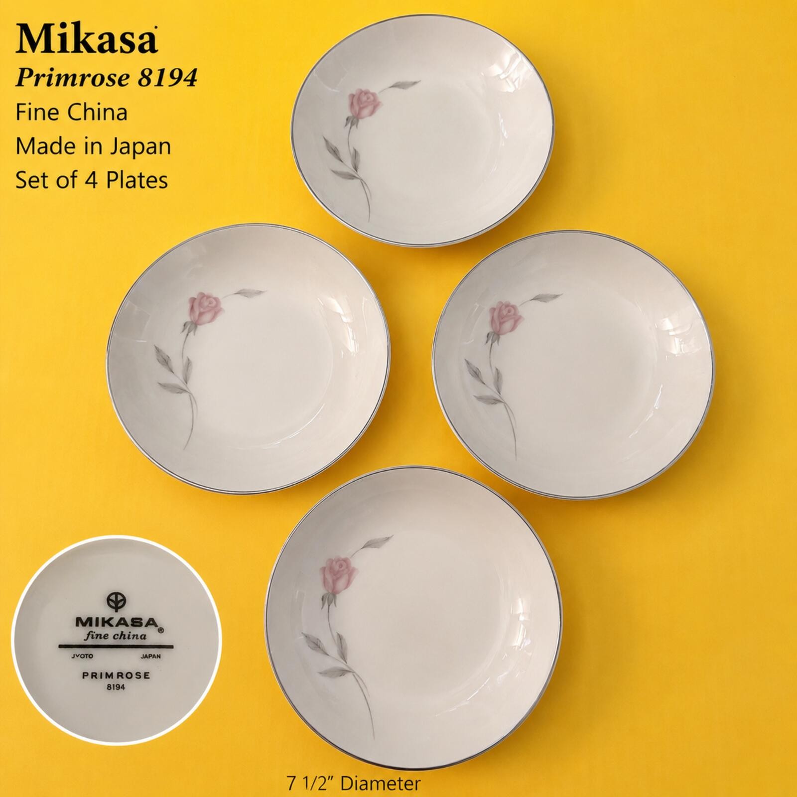 Vintage Mikasa Primrose 8194 Japan 5.75” Bread Side Plates Set 4.