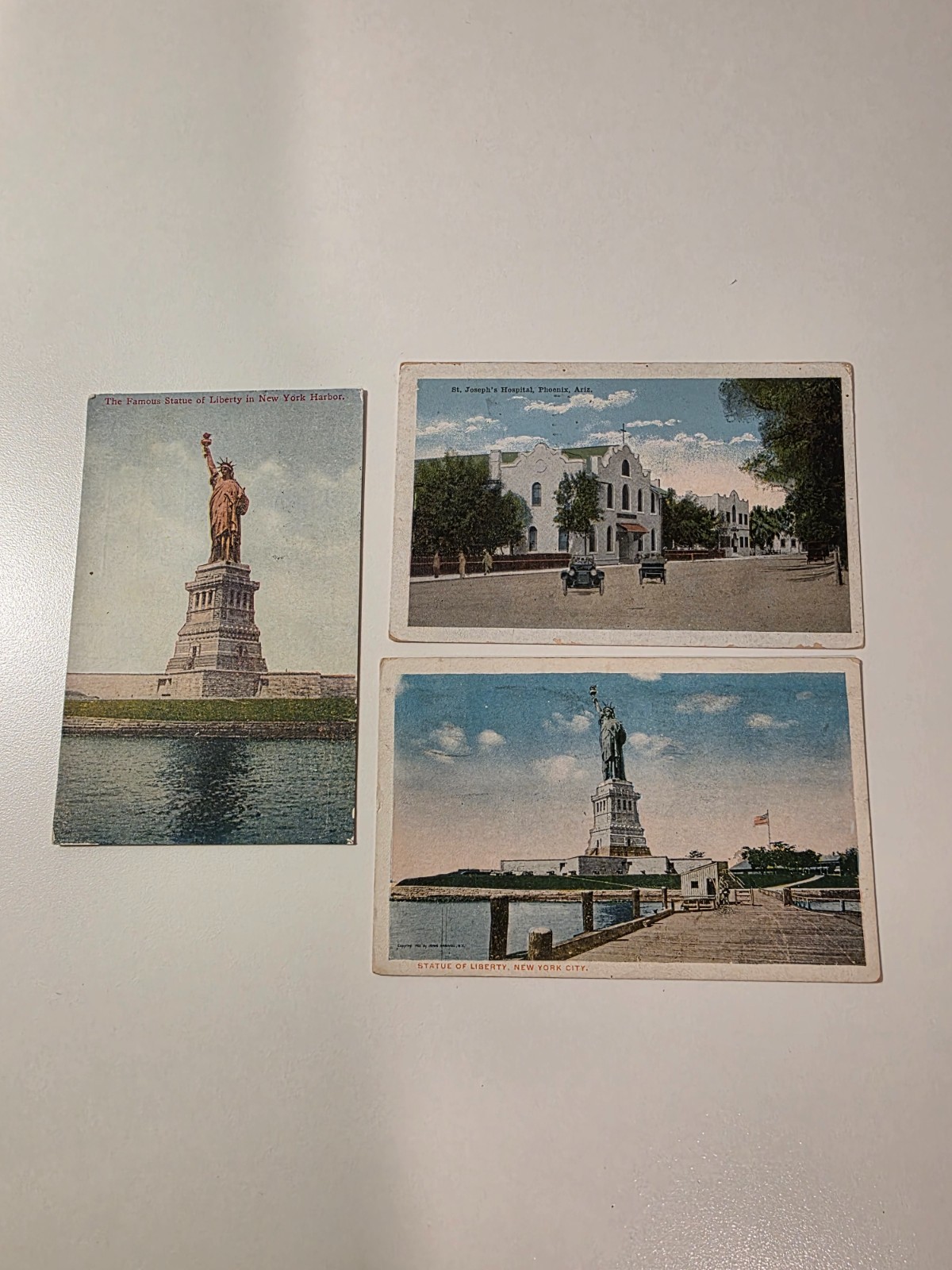 3 Antique Used Postcards - 1916 New York / 1916 Phoenix, AZ /1916 New York