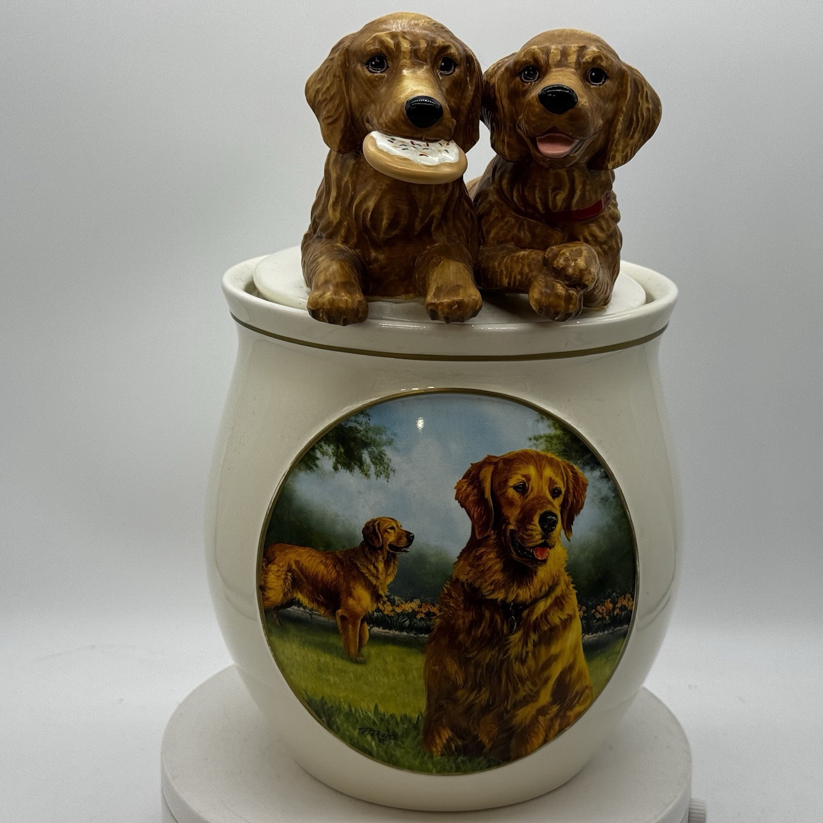 Bradford Exchange Golden Retriever Cookie Capers Jar Dog Ltd Numbered 1 Chip