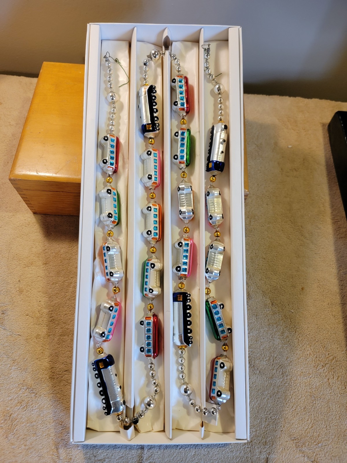 Christopher Radko 1993 CHRISTMAS EXPRESS Train Glass Garland 93-394-0 With Box