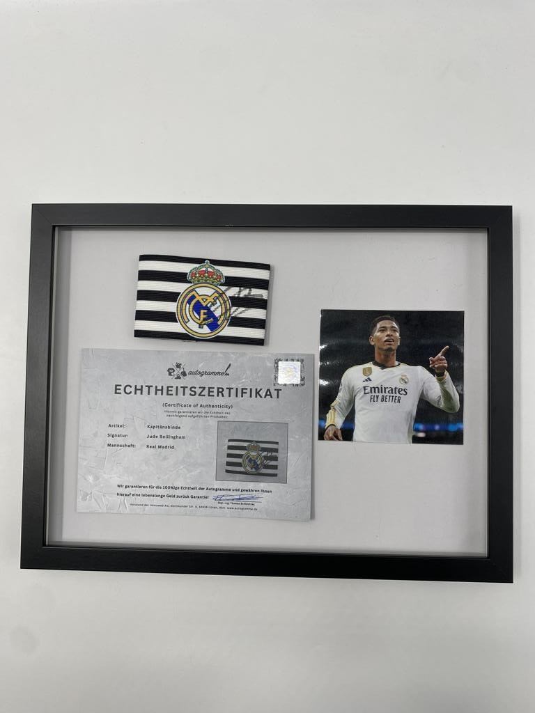 Captain's Armband Jude Bellingham Signed In Frame Real Madrid COA Autograph