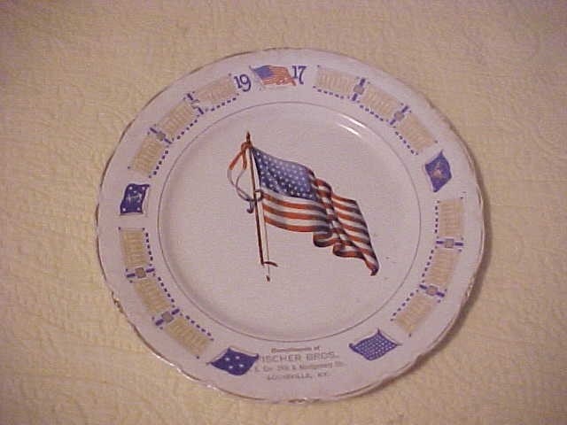 1917 Fischer Bros. Advertising Calendar Plate Louisville KY