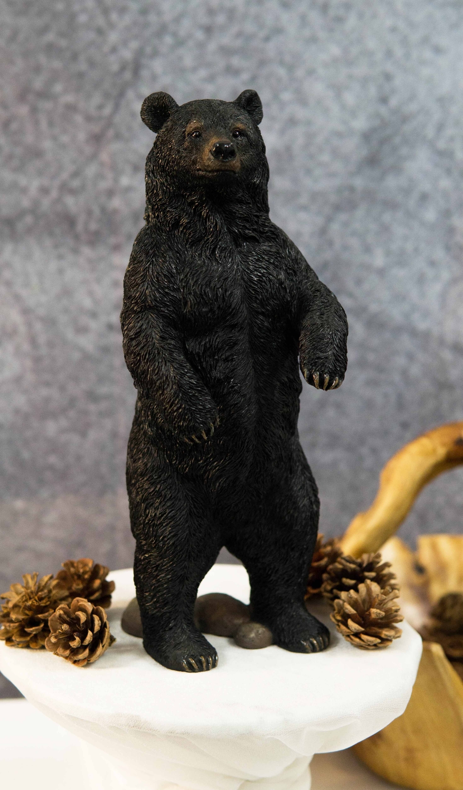 Western Rustic Forest Standing Black Bear Statue 12
