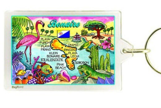 BONAIRE (NETHERLANDS ANTILLES) MAP ACRYLIC RECTANGULAR KEYCHAIN 2.5\
