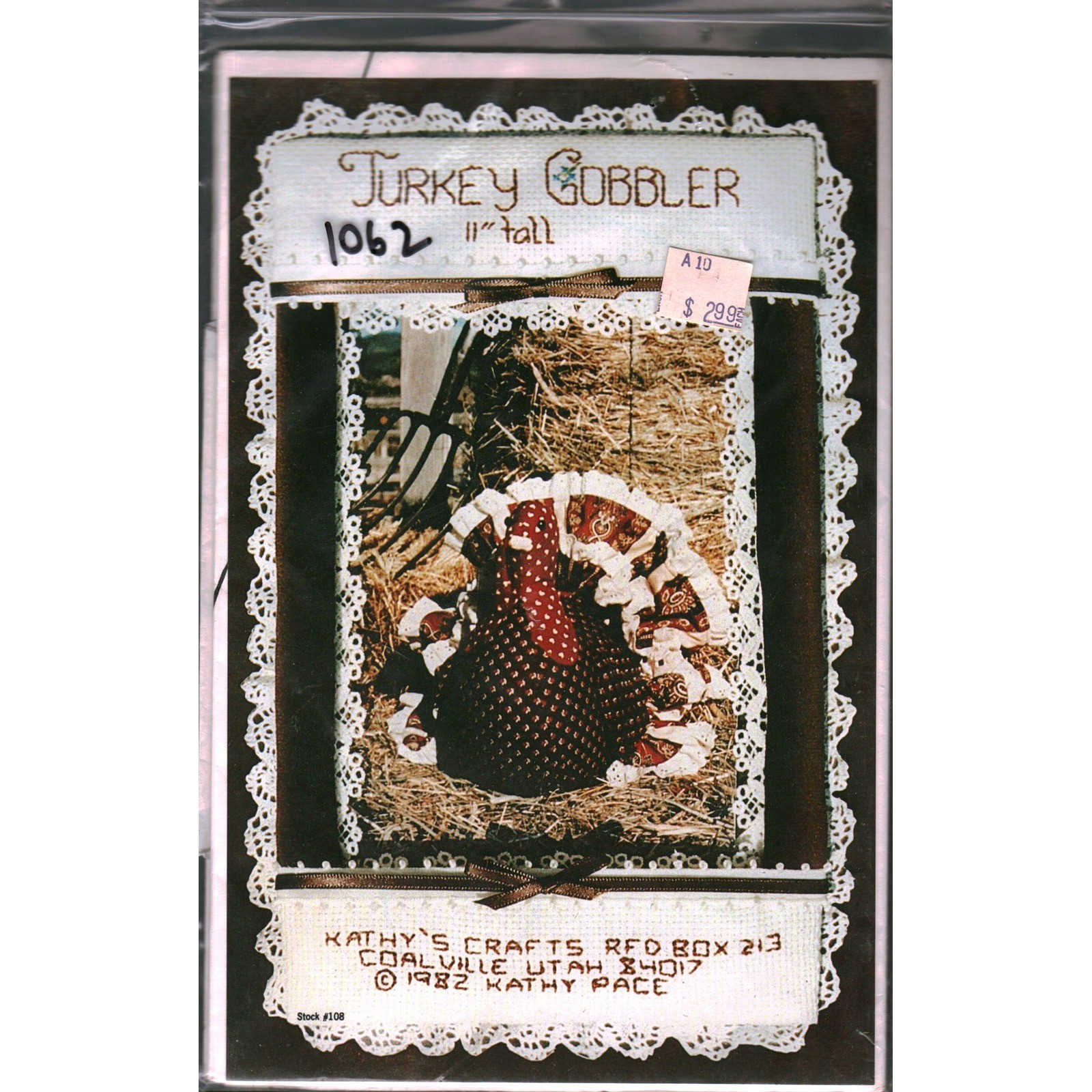 Vintage 1982 Kathy's Crafts Turkey Gobbler Sewing Pattern Kathy Pace 108 11 inch