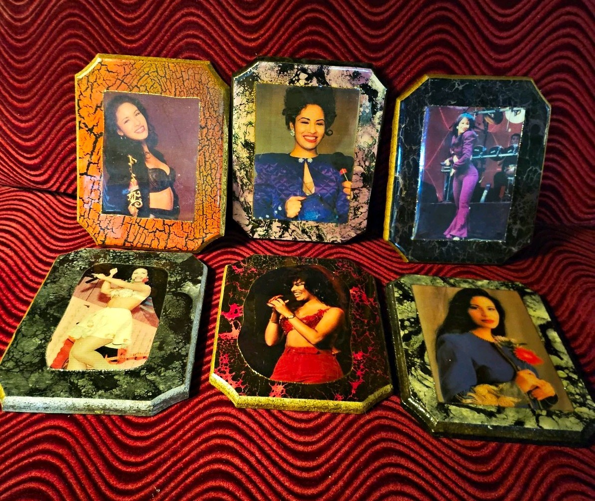 Vtg Selena Quintanilla Lot of 6 Framed Wooden Glossed From The 90's