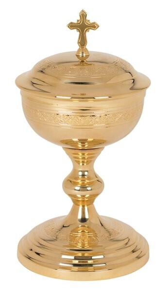 Ciborium, Etched Design Ciborium - 250 hosts, Church Communion Ciboria