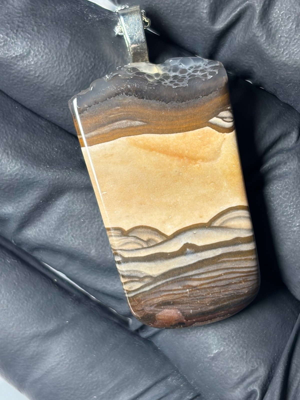 Rare Blue Biggs Picture Jasper Pendant Handmade Jewelry Necklace