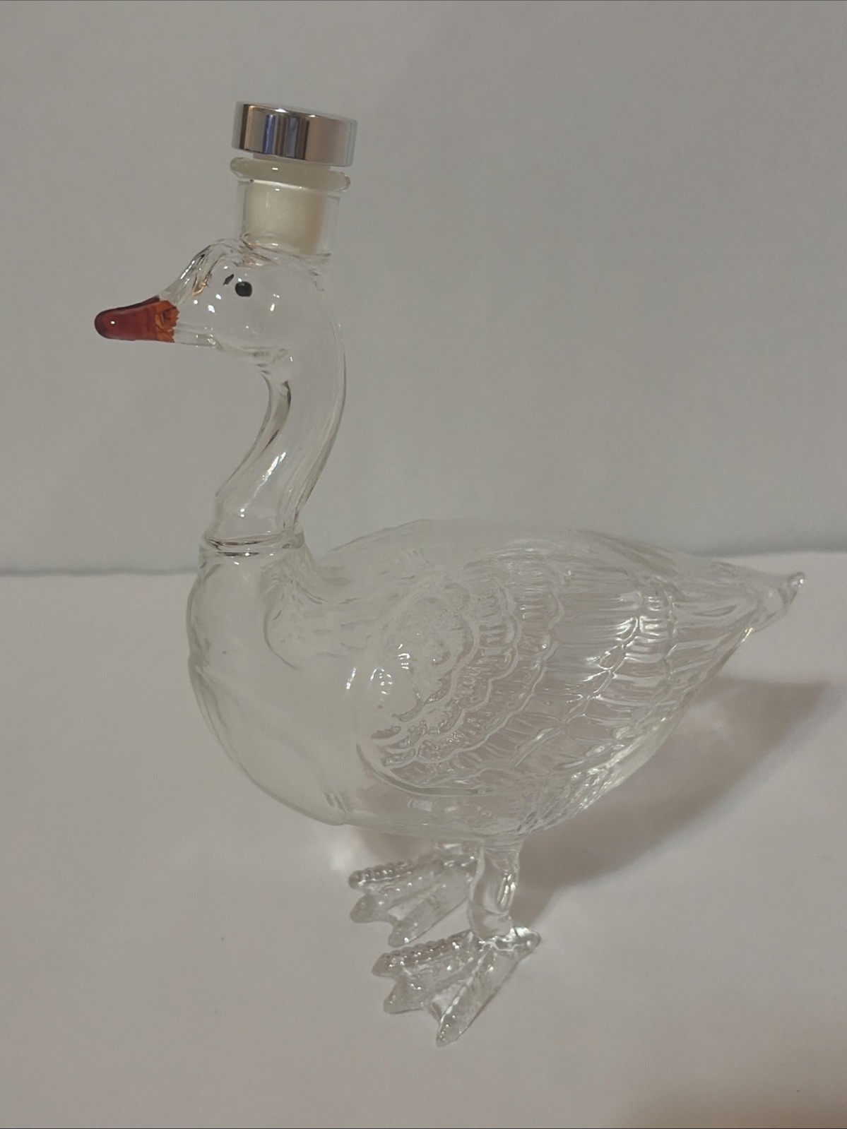 Grey goose Vodka France Clear Glass Goose Bottle Decanter w/Box Painted Beak Grey goose Vodka France Clear Glass Goose Bottle Decanter w/Box Painted Beak