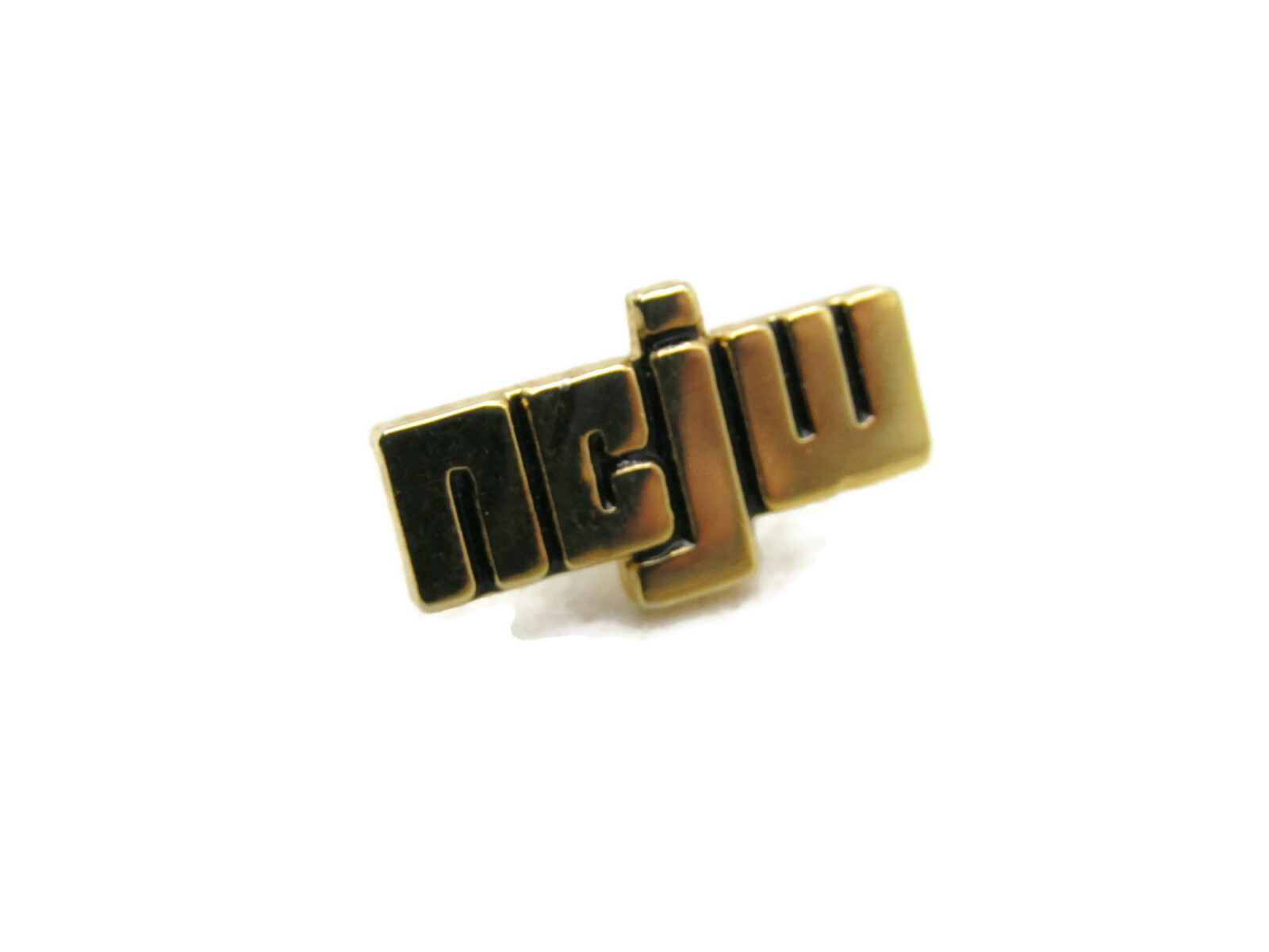 Vintage NCJW National Council of Jewish Women Lapel Pin Gold Tone Modernist