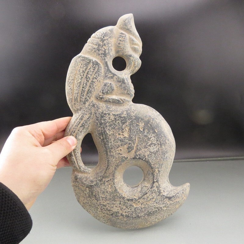 China,old jade,collectibles,hongshan culture,rare eagle,axe,statues R(705)