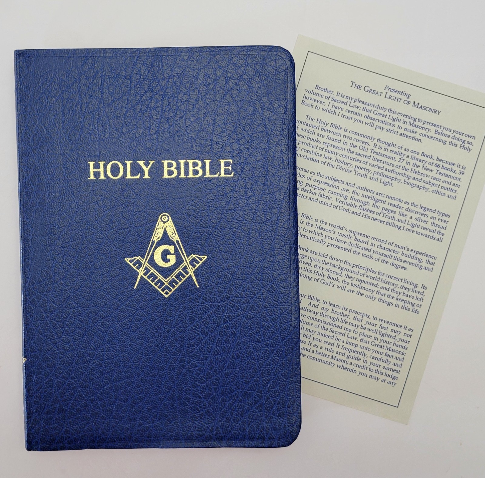 Vintage Master Mason Edition Masonic Bible Freemasonry Blue Leather Bound 1991