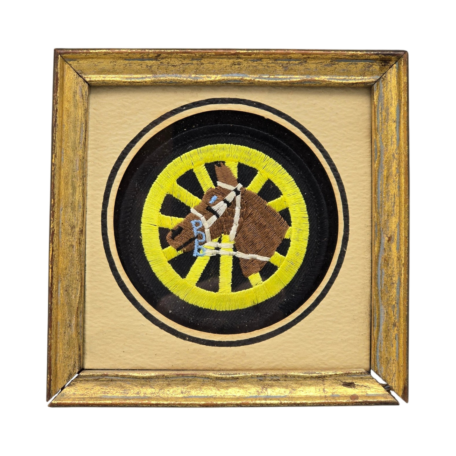 Framed Vintage New York Police Department (NYPD) Horse Wheel Traffic Badge Patch