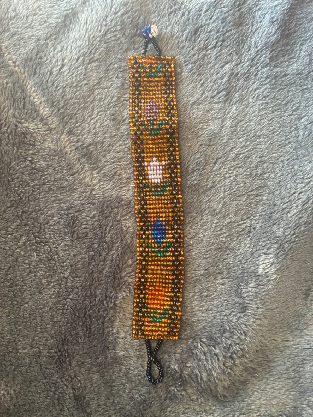 Vintage Hand Made Navajo Style Seed Glass Bead Bracelet  Native American Rare