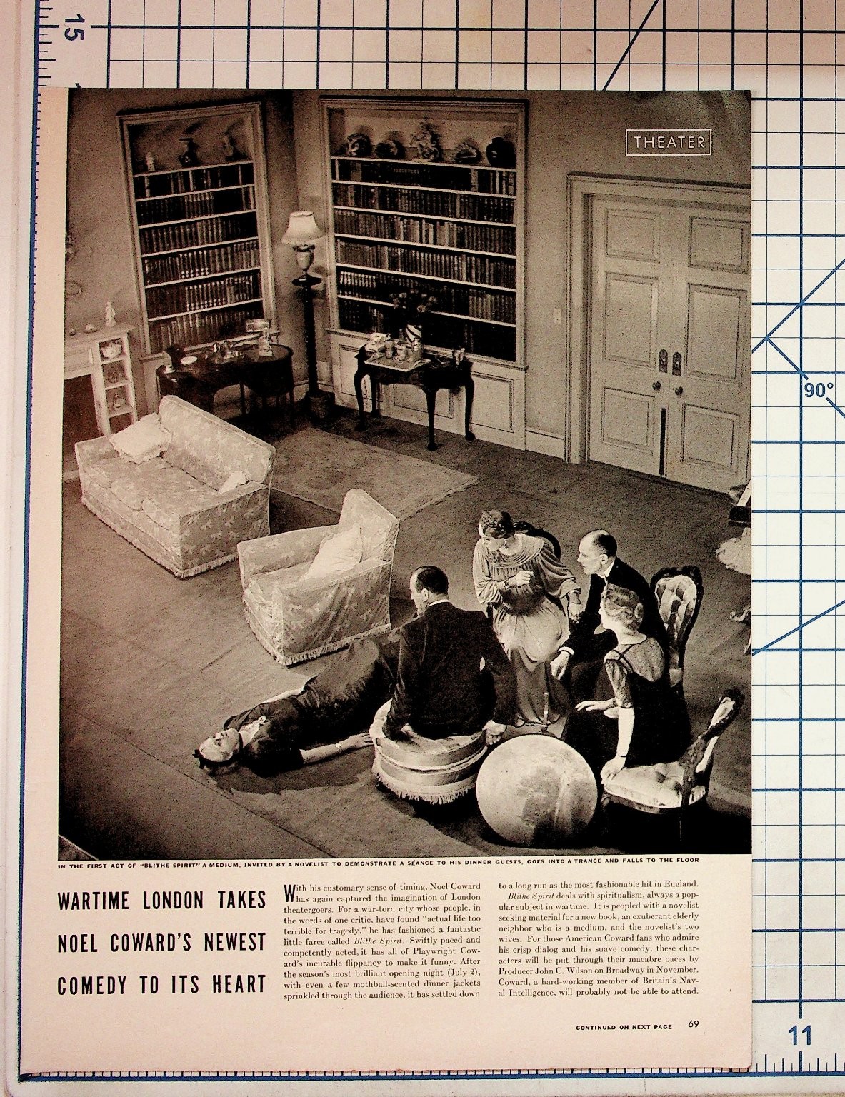 1940s Noël Coward Blithe Spirit Play Review Magazine Page WWII Era London 1940s Noël Coward Blithe Spirit Play Review Magazine Page WWII Era London
