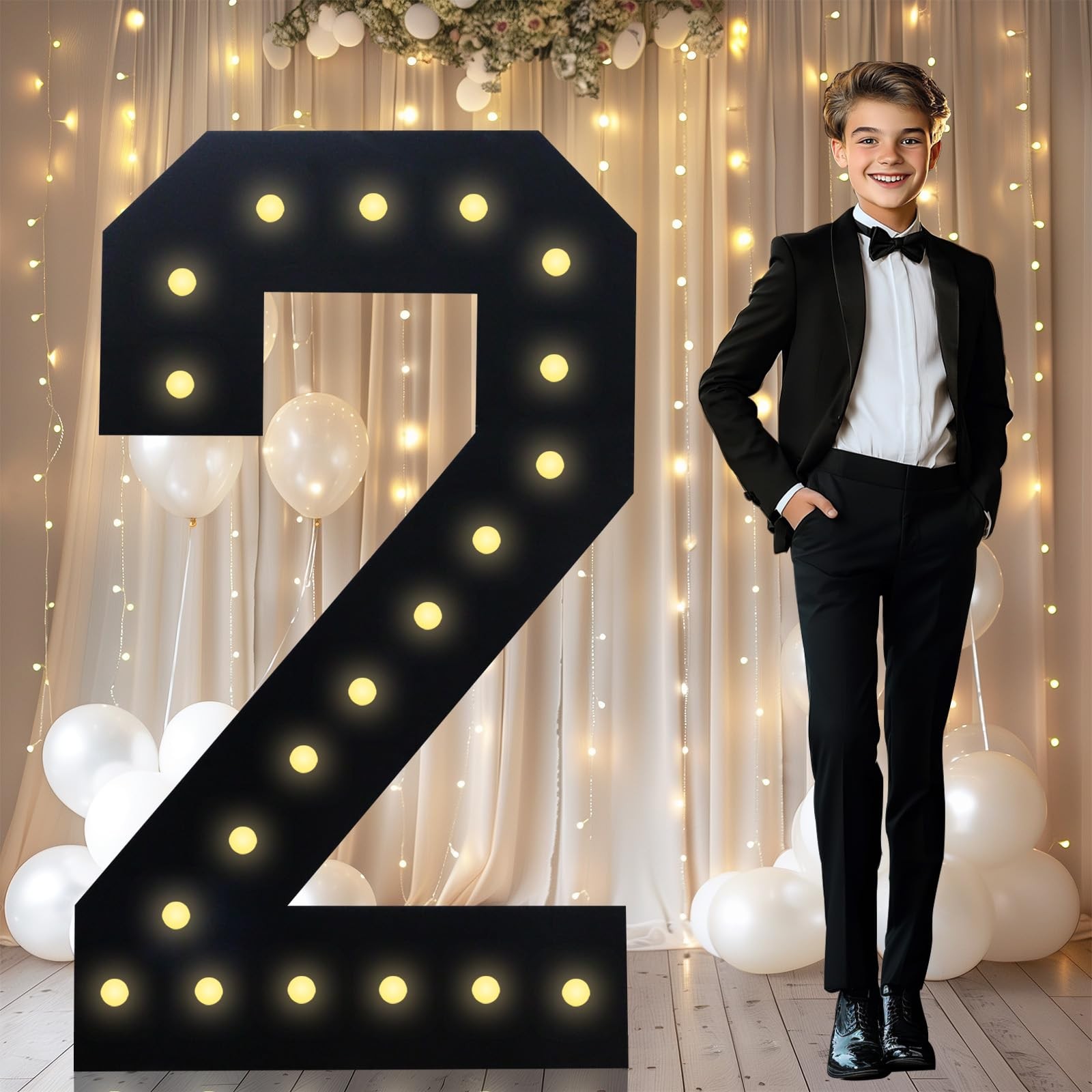 LOBOOM 4FT Marquee Light Up Numbers 2 Black LOBOOM 4FT Marquee Light Up Numbers 2 Black