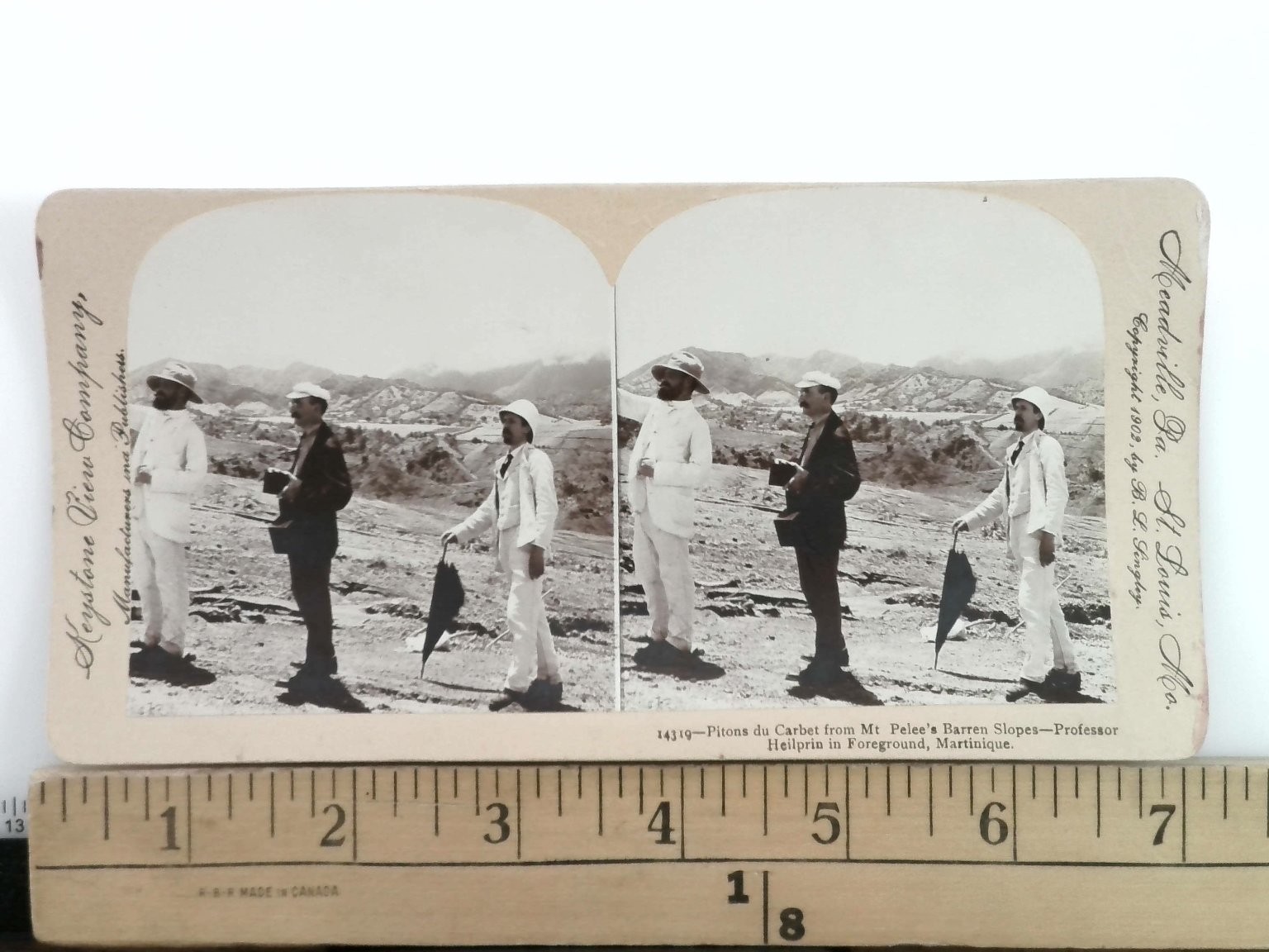Pitons du Carbet Martinique Stereoview Keystone View Co. 1903 Curved Mount