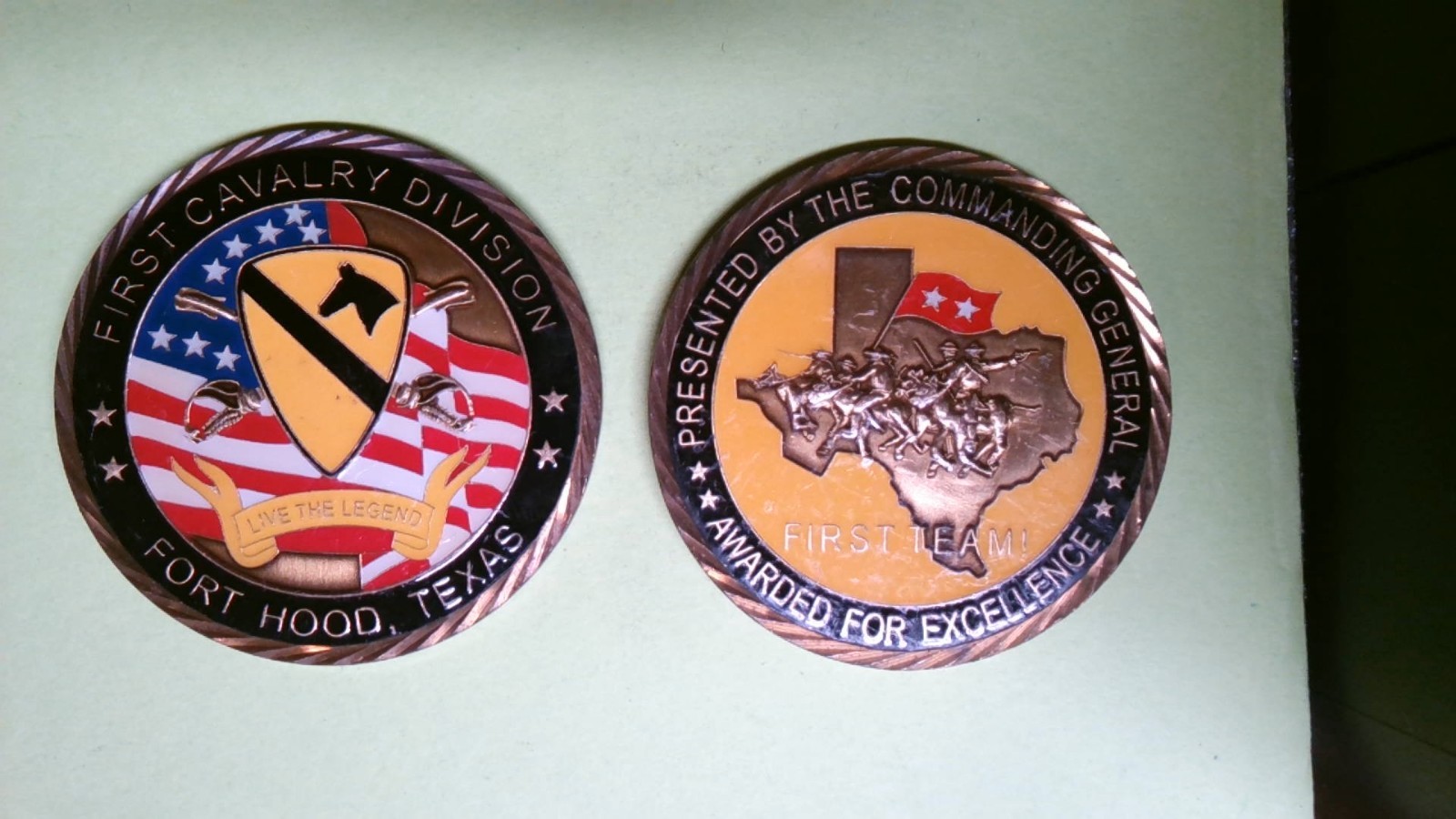 CHALLENGE COIN FIRST CAVALRY DIVISION FORT HOOD TEXAS COMMANDING 2 STAR GENERAL CHALLENGE COIN FIRST CAVALRY DIVISION FORT HOOD TEXAS COMMANDING 2 STAR GENERAL