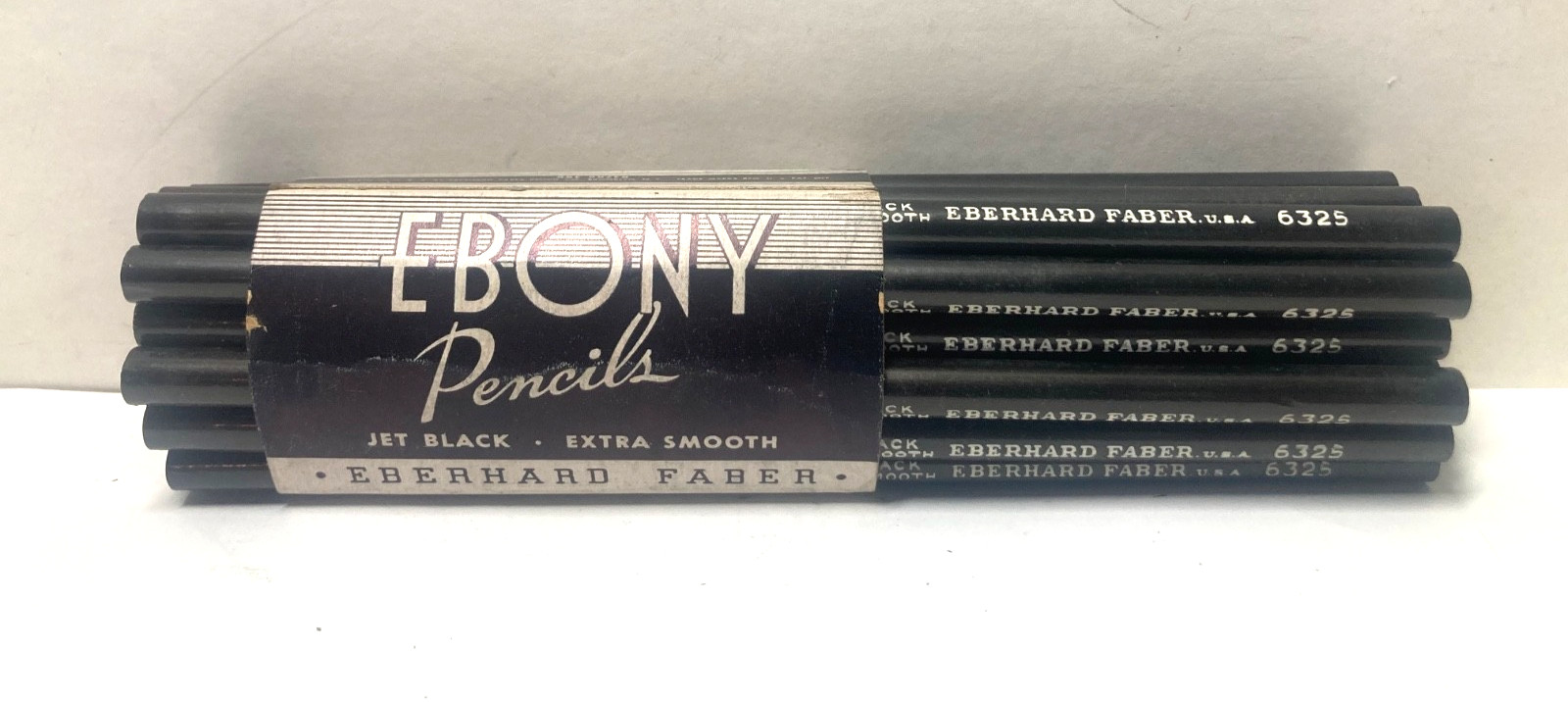 Vintage EBONY PENCILS *Pack of 20 No. 6325 Eberhard Faber Jet Black Extra Smooth