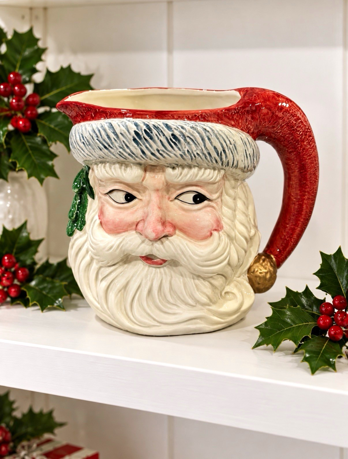 Vintage Omnibus 1990 Fitz and Floyd Santa Claus Face Pitcher \