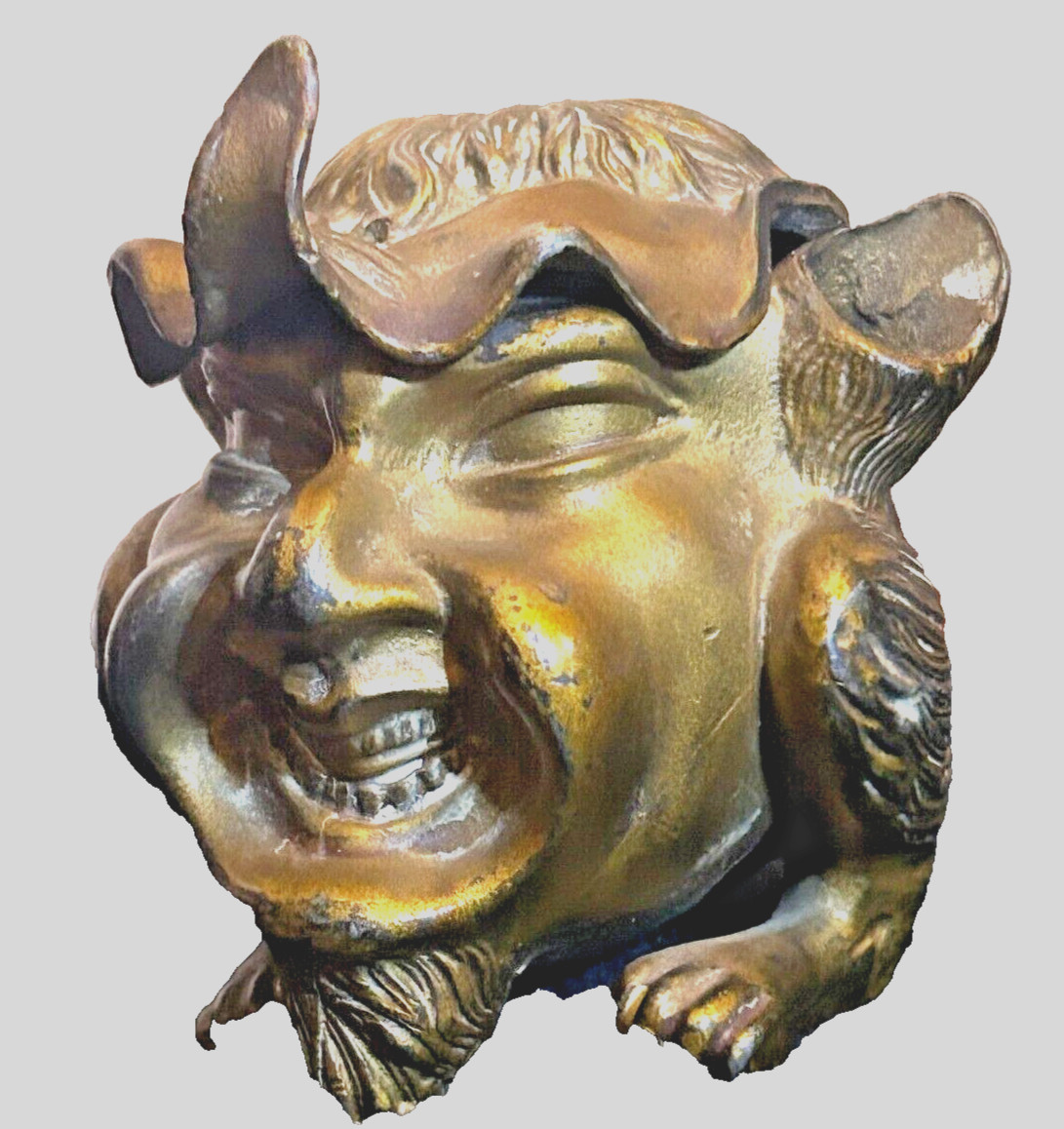 Antique Ink Well Grotesque Devil French guilt metal early 20th century smiling Antique Ink Well Grotesque Devil French guilt metal early 20th century smiling
