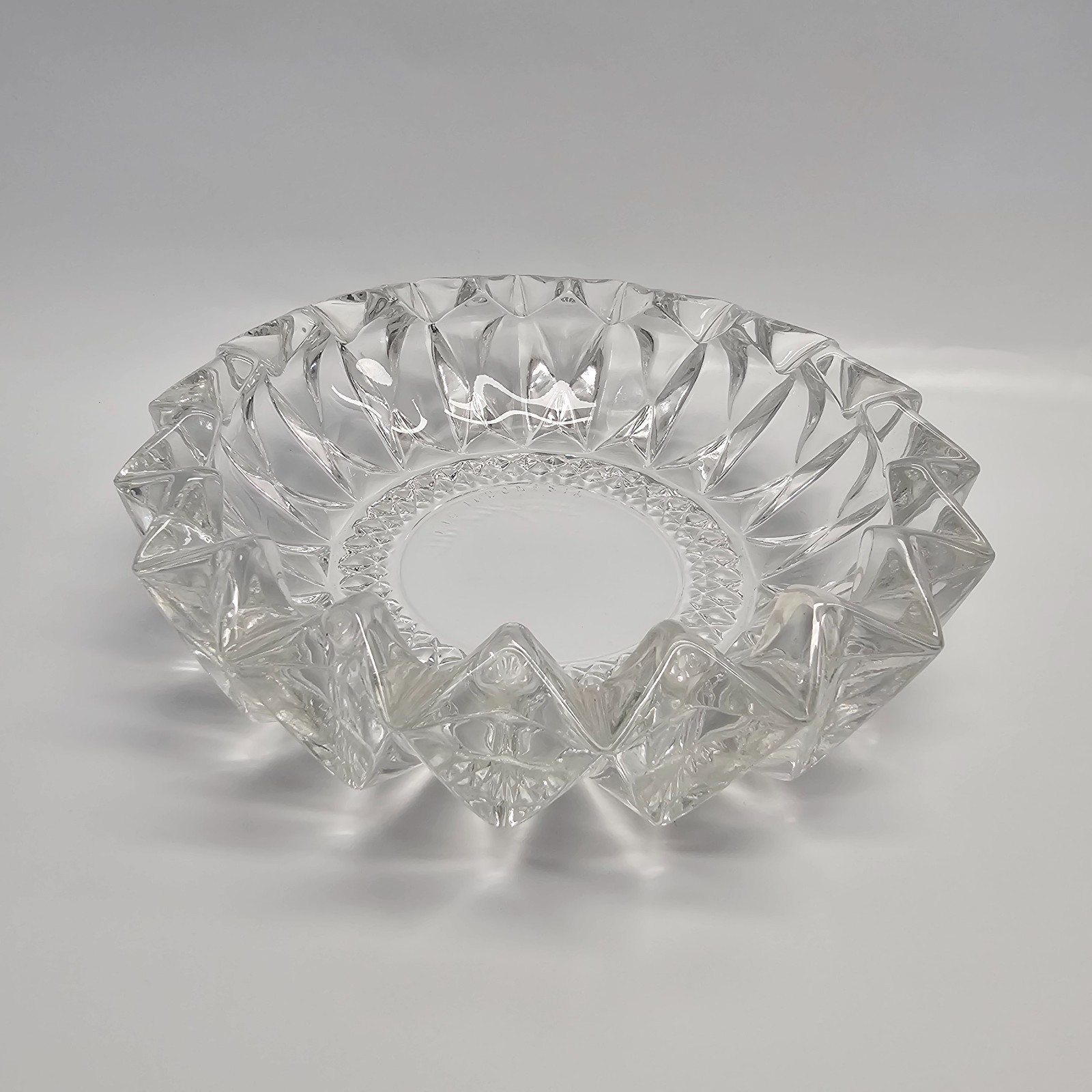 VTG KIG  Indonesia Lead Crystal Cut Clear Glass Cigar Cigarette 6.5” Ashtray