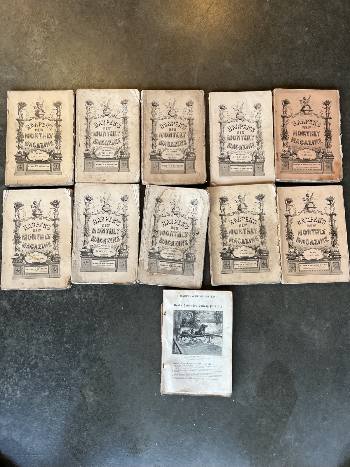 Lot 11 Harper's New Monthly Magazines