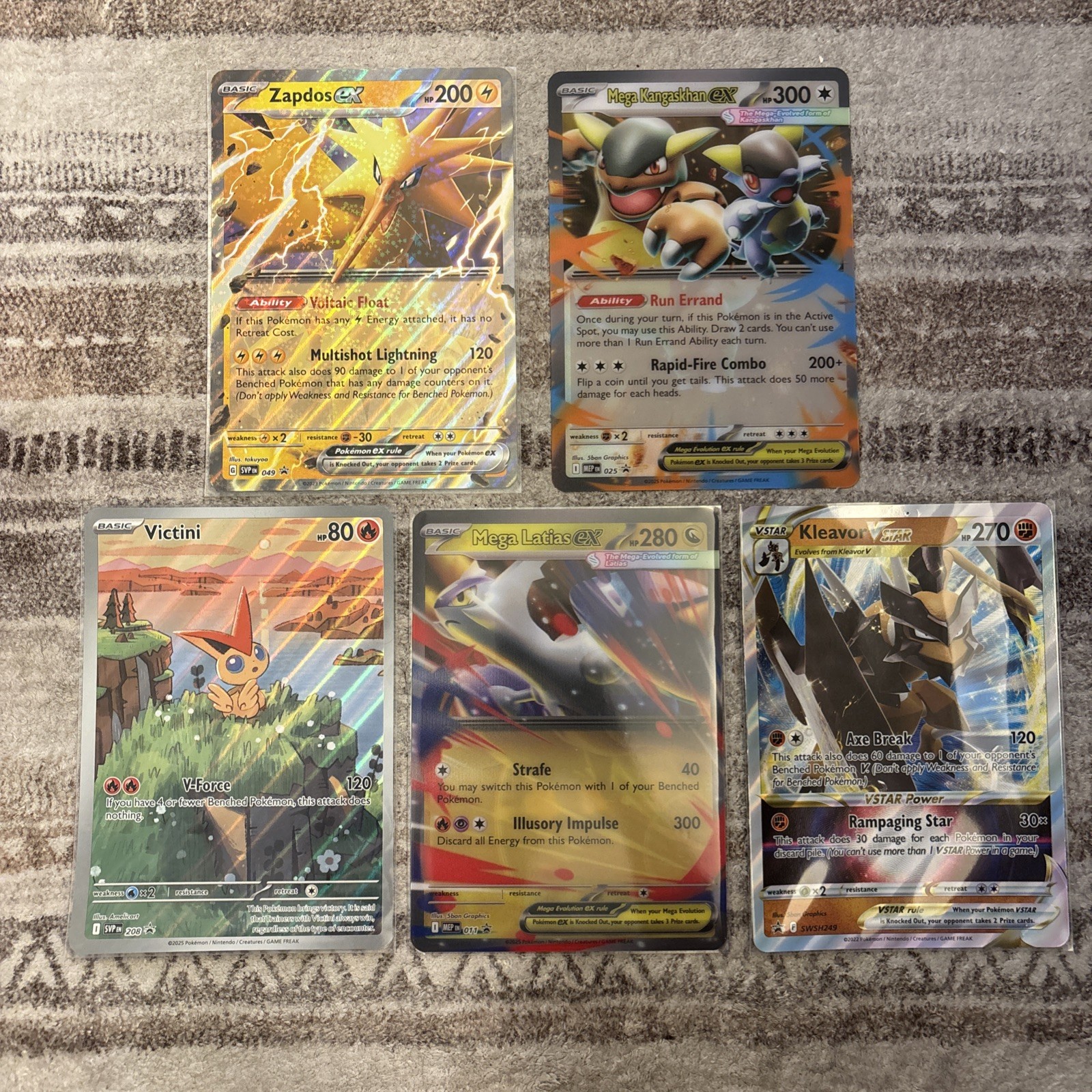 Lot of 5 Pokemon TCG Jumbo Cards Zapdos, Victini, Kleavor, Latias & Kangastan NM